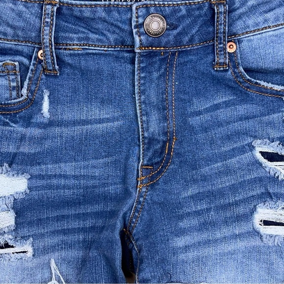 Size 6 Aeropostale Blue Distressed Denim Shorts Cuffed Stretch Western - Picture 6 of 11